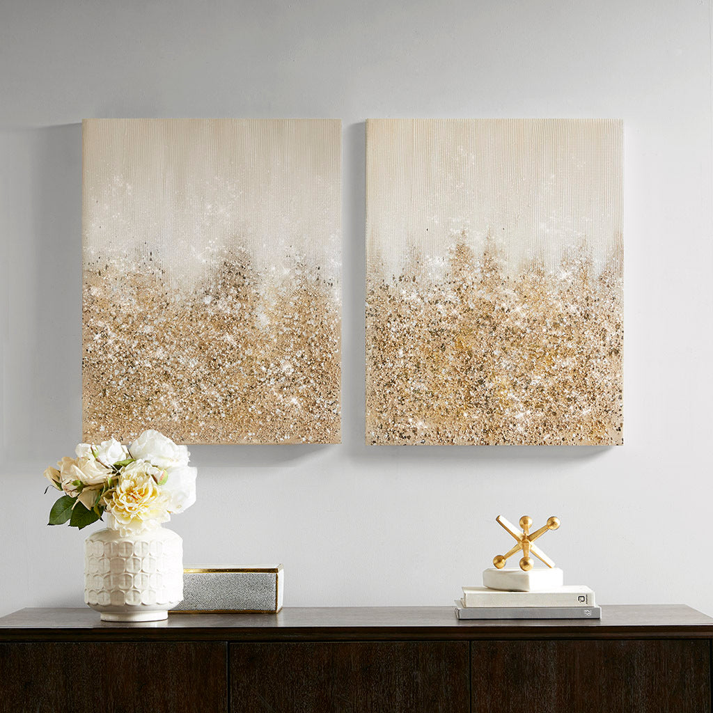 Lucvara 2-Piece Heavily Embellished Canvas Wall Art Set, Decorative Modern Artwork for Living Room, Bedroom, or Office