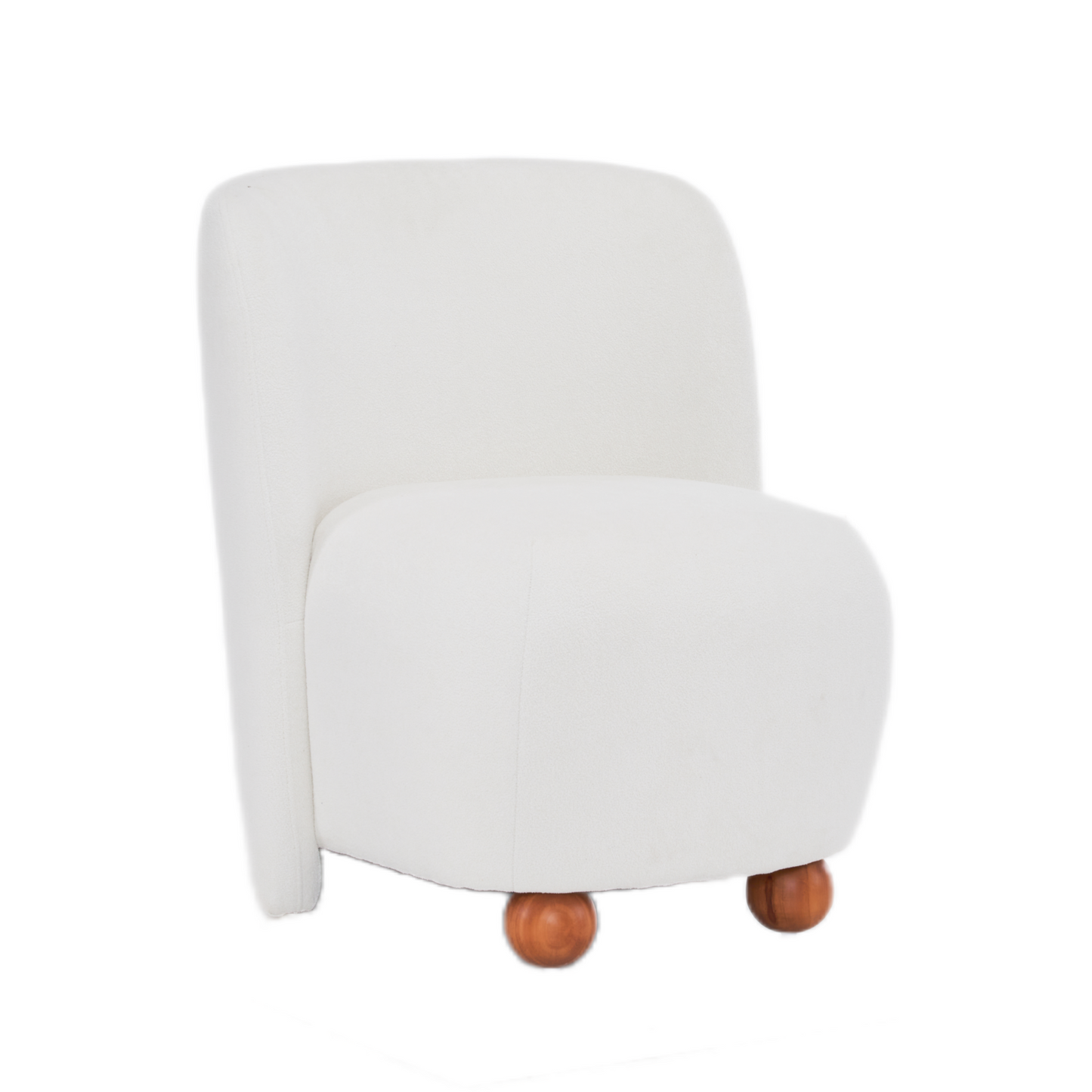 Lucvara Modern Low-Back Accent Chair – White Upholstered Armless Lounge Chair with Round Pine Wood Feet, Minimalist Single Sofa Chair for Living Room, Bedroom, Office, or Reading Nook