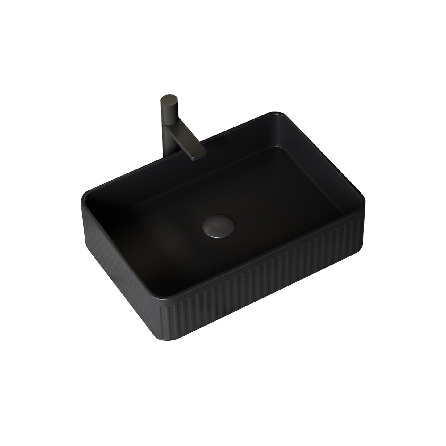 Lucvara 20" Rectangular Vessel Bathroom Sink – Black Striped Ceramic Countertop Basin Bowl, Modern Above-Counter Vanity Sink (Without Faucet & Cabinet)