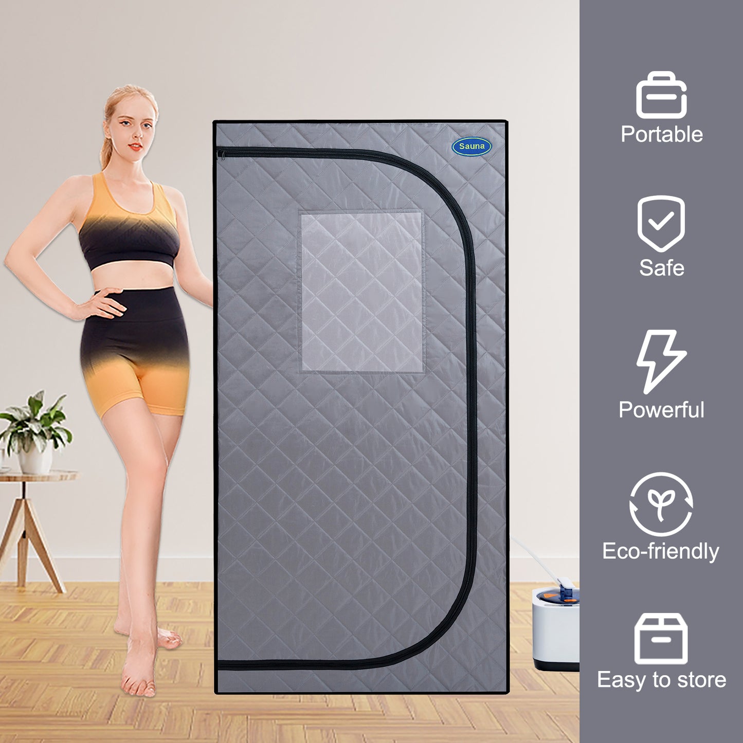 Lucvara Portable Mini Plus Steam Sauna Tent – Personal Home Spa with Steam Generator, Remote Control, Foldable Chair, PVC Pipes, Easy Install, Fast Heating, FCC & UL Certified, Grey