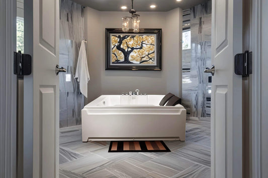 Lucvara 73" x 48" Whirlpool Jetted Bathtub for 2-Person, Acrylic Spa Tub with Hydro Massage, Chromatherapy, 110 Gallons, UL & UPC Certified, 3-Sided Apron, Left Drain