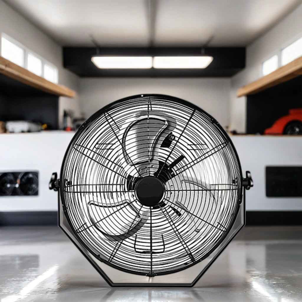 Lucvara 20-Inch Black Wall Mount Fan – High-Velocity Metal Air Circulator with 3-Speed Settings for Home, Garage & Workshop