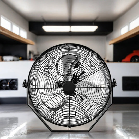 Lucvara 20-Inch Black Wall Mount Fan – High-Velocity Metal Air Circulator with 3-Speed Settings for Home, Garage & Workshop