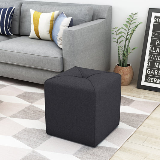 Lucvara Dark Charcoal Upholstered Storage Ottoman, Modern Footrest and Seat for Living Room or Bedroom