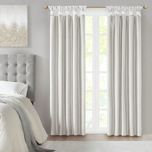 Lucvara Twist Tab Total Blackout Window Curtain Panel, White, 50x84-Inch