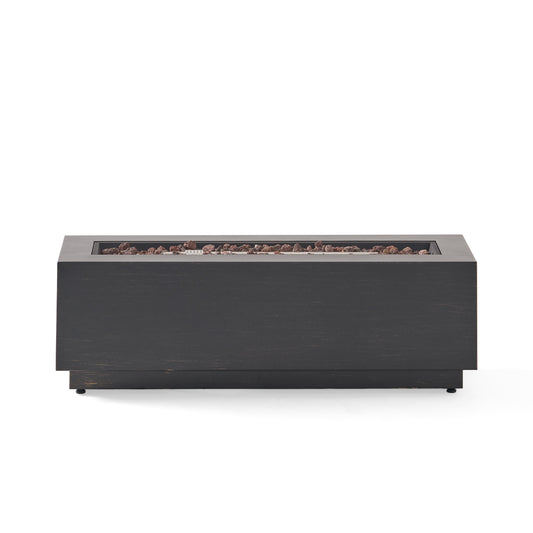 Lucvara 40-Inch Modern Dark Gray Outdoor Propane Fire Pit, 50,000 BTU Iron Gas Firepit with Sleek Design