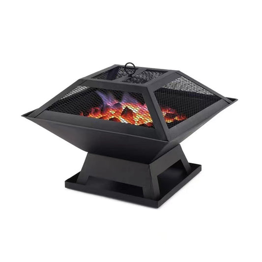 Lucvara Square Small Fire Pit, Portable Outdoor Fire Pit for BBQ, Bonfire & Patio Party