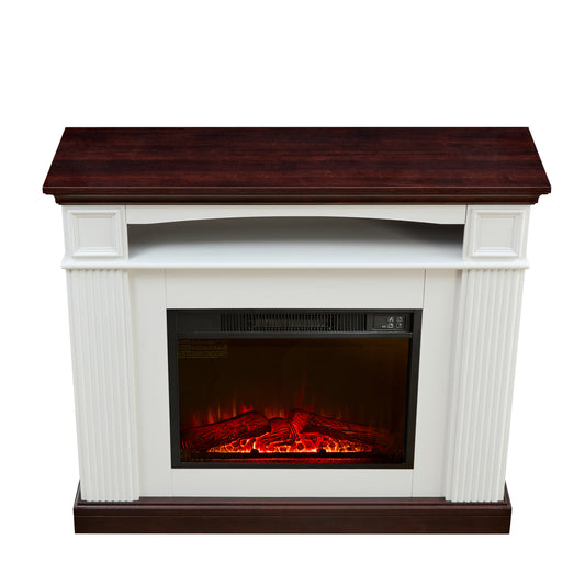 Lucvara Freestanding Electric Fireplace with Mantel – 23-Inch Fireplace Insert in Firebox, LED Flame Heater for Bedroom & Living Room Décor