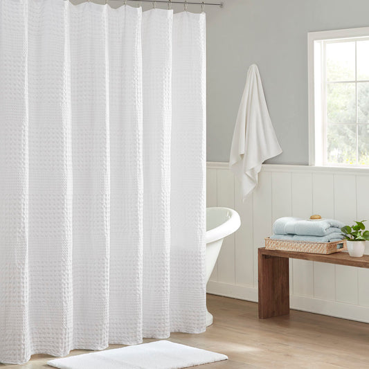 Lucvara Super Waffle Textured Solid Shower Curtain, Stylish and Durable Bathroom Decor, Multiple Sizes and Colors Available