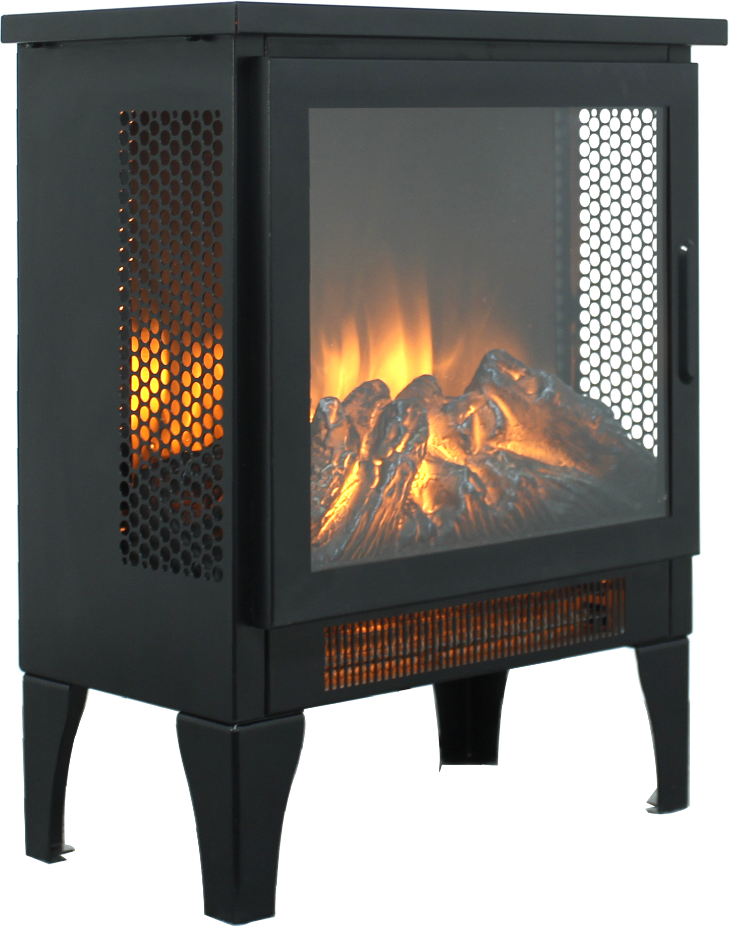 Lucvara 17-Inch Electric Fireplace Stove – Freestanding Space Heater with Realistic 3D Flame Effect