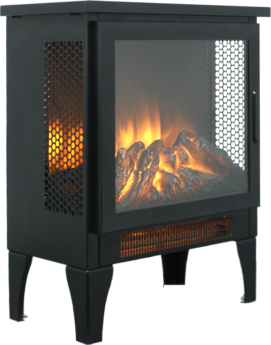 Lucvara 17-Inch Electric Fireplace Stove – Freestanding Space Heater with Realistic 3D Flame Effect