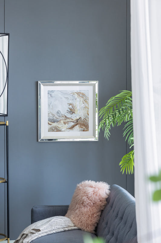 Lucvara  Crystal Mirror Wall Art, 23.6"x23.6", Golden Tint Background, Modern Home Wall Decor