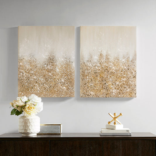Lucvara 2-Piece Heavily Embellished Canvas Wall Art Set, Decorative Modern Artwork for Living Room, Bedroom, or Office