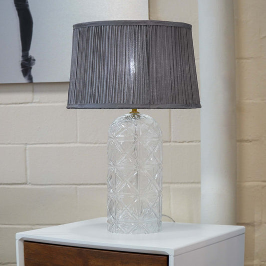Lucvara Luxora Table Lamp, High-Quality European Modern LED Desk & Bedside Lamp, Gold with Clear and Grey Accents, 110-120V