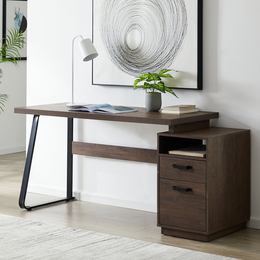 Lucvara 65" Home Office Computer Desk with Drawers & Hanging Letter-Size File Storage, Writing and Study Table