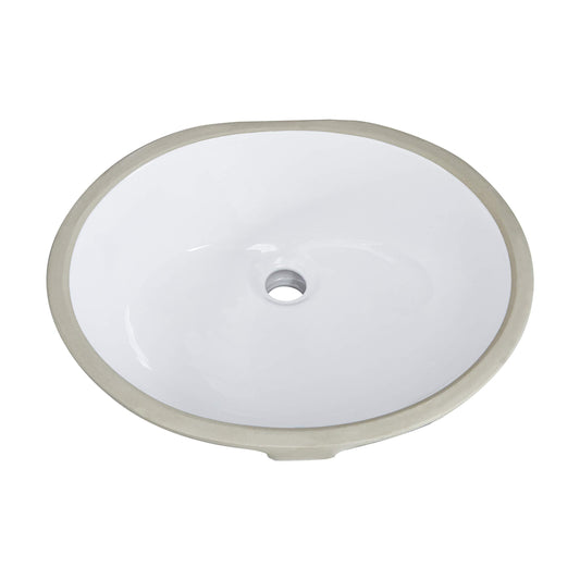 Lucvara White Oval Undermount Bathroom Sink with Overflow, Durable Ceramic Basin for Vanity or Countertop