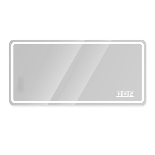 Lucvara 28x60'' LED Bathroom Vanity Mirror – Anti-Fog, Dimmable, Shatter-Proof Tempered Glass, Silver Modern Wall-Mounted Mirror