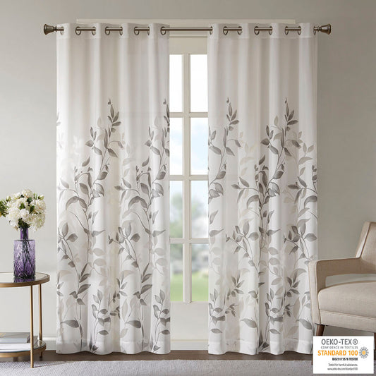 Lucvara Burnout Printed Curtain Panel, Elegant Window Treatment for Living Room, Bedroom, or Office, Stylish and Durable Fabric