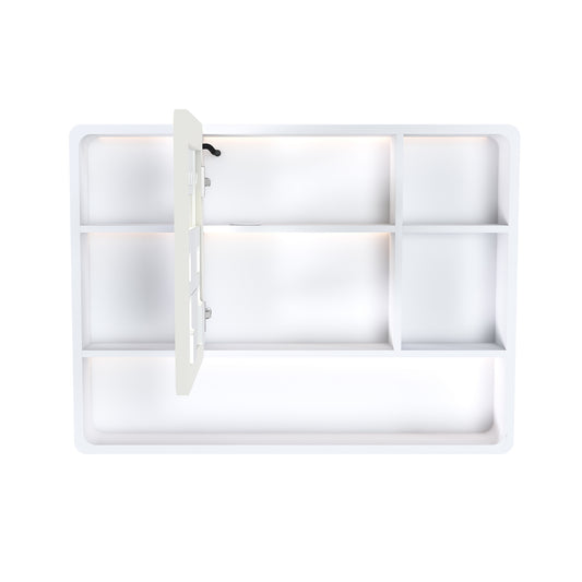 Lucvara 35x28'' Aluminium Bathroom Medicine Cabinet with LED Light – 3 Colors, Anti-Fog Mirror, White
