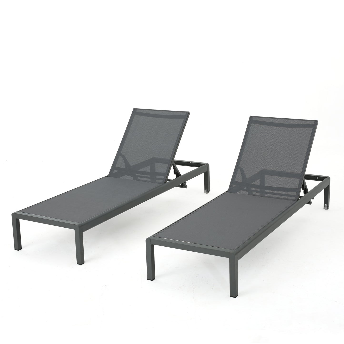 Lucvara 2-Piece Outdoor Chaise Lounge Chair Set – Adjustable Aluminum Loungers for Pool, Patio, Beach & Yard, All-Weather UV-Resistant, 400 lbs Capacity, Grey