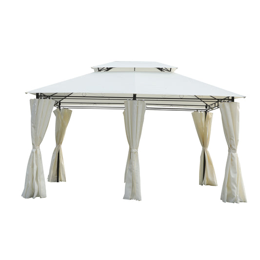 Lucvara 13'x10' Outdoor Patio Gazebo Tent, Ventilated Double Roof with Detachable Sidewall Curtains for Lawn, Garden, Backyard, or Deck, Beige