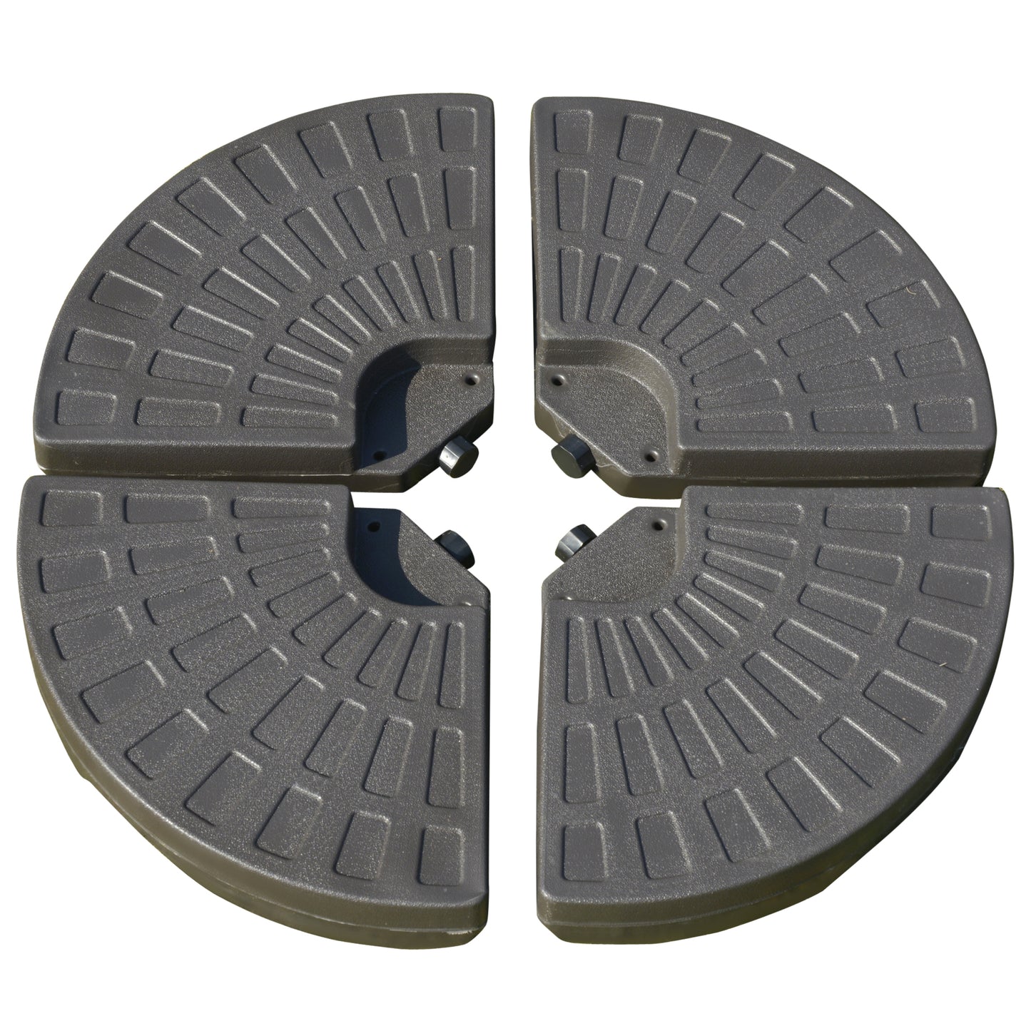 Lucvara Outdoor 4-Piece Offset Umbrella Base – Fan-Shaped Patio Weights with Built-In Handles, Fill with Water or Sand (148–220 lbs), Coffee