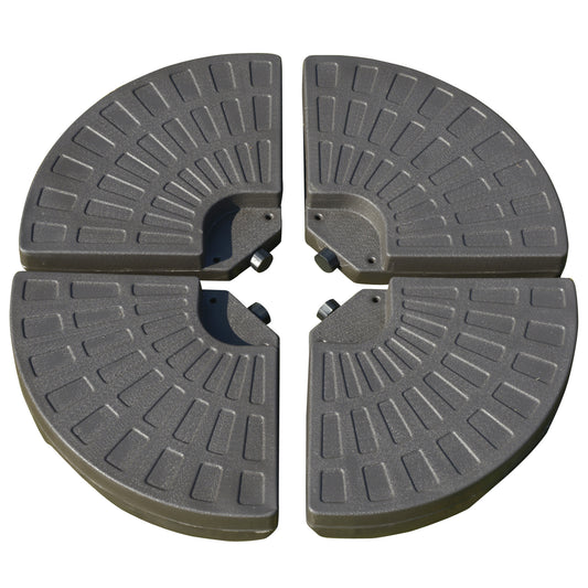 Lucvara Outdoor 4-Piece Offset Umbrella Base – Fan-Shaped Patio Weights with Built-In Handles, Fill with Water or Sand (148–220 lbs), Coffee