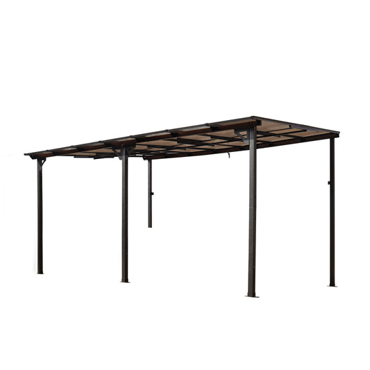 Lucvara 10′ × 14′ Outdoor Wall-Mount Pergola Gazebo – Large Heavy-Duty Metal Awning with Roof for Patio, Decks & Backyard