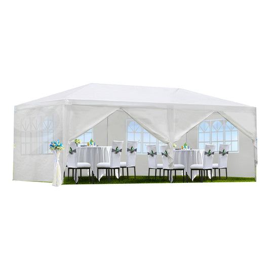 Lucvara 10×20′ Waterproof Outdoor Gazebo – Garden Party & Wedding Canopy Tent with 6 Removable Sidewalls, White