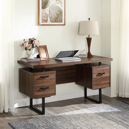 Lucvara Home Office Computer Desk with Drawers and File Cabinet, 59 Inch Writing Study Table with Storage for Hanging Letter-Size Files