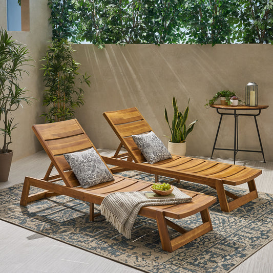 Lucvara Chaise Lounge Chair Set of 2, Outdoor Patio Reclining Lounger with Adjustable Backrest