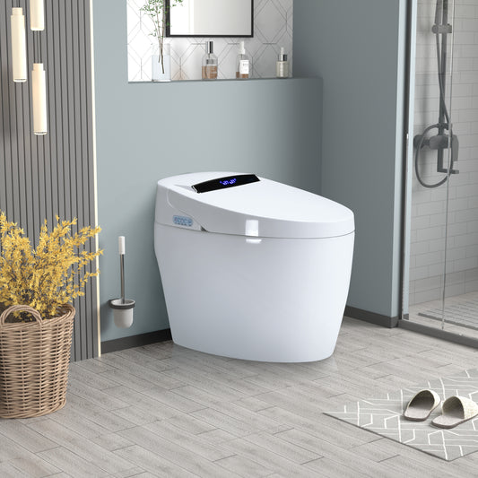 Lucvara Smart Toilet with Heated Bidet Seat – Portable Intelligent Toilet with Auto Open/Close, Warm Water, and Built-In Dryer