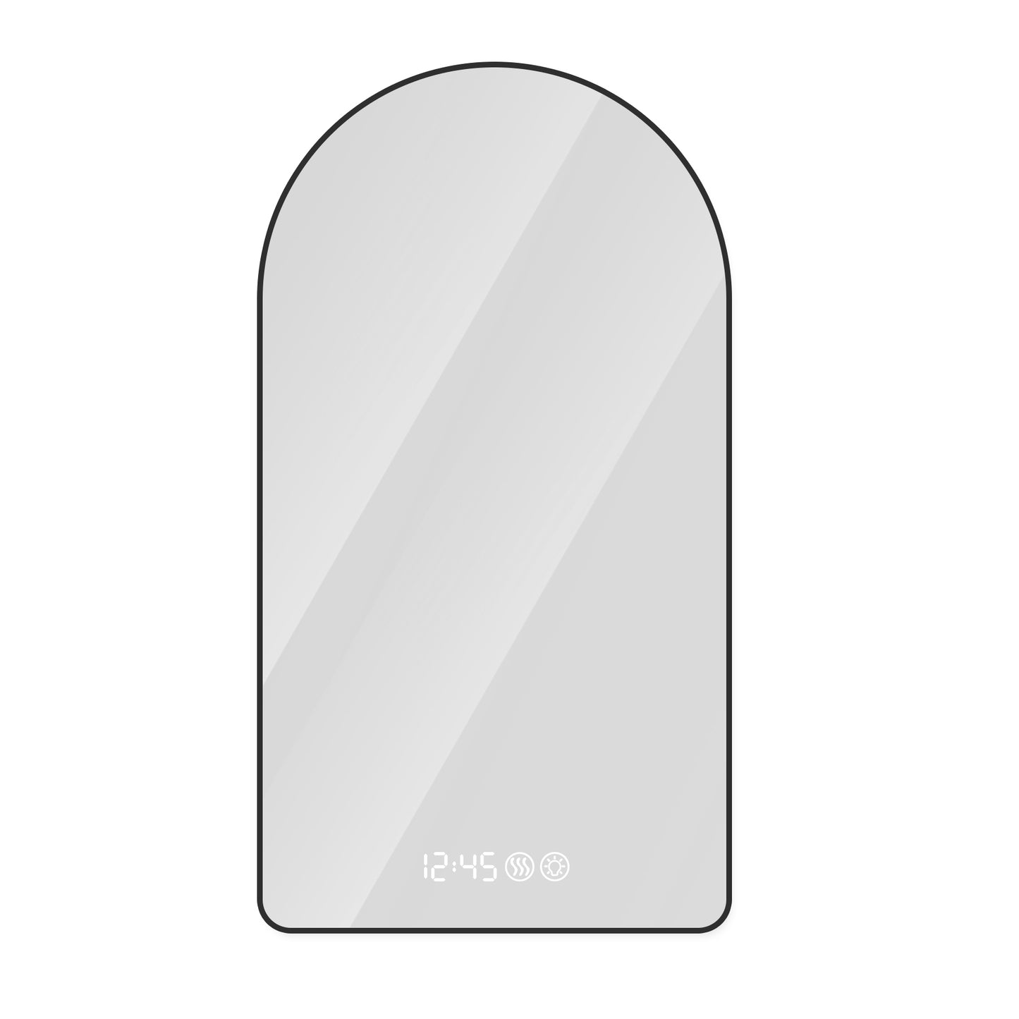 Lucvara 28'' x 48'' Modern Black Arched LED Bathroom Mirror – Anti-Fog, Dimmable, Time & Temperature Display