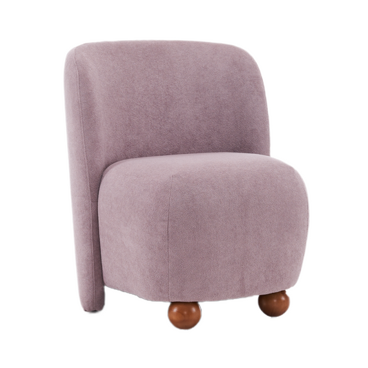 Lucvara Modern Low-Back Accent Chair – Purple Upholstered Armless Lounge Chair with Round Pine Wood Feet, Compact Single Sofa Chair for Living Room, Bedroom, Office, or Reading Nook