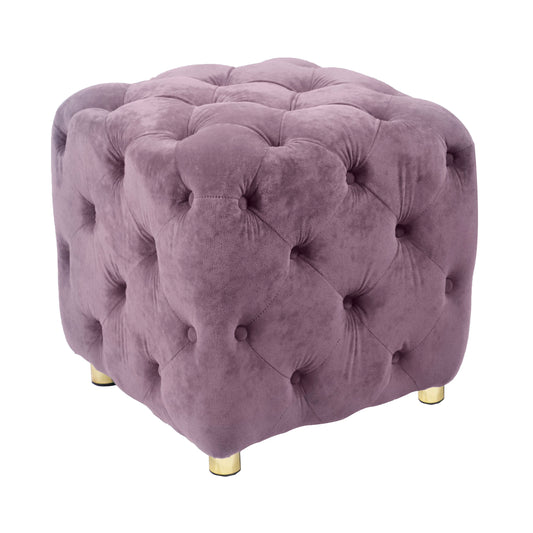 Lucvara Purple Modern Velvet Ottoman, Upholstered Small End Table and Foot Stool, Comfortable Seating for Living Room, Bedroom, or Entryway