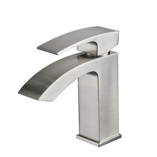 Lucvara Brushed Nickel Bathroom Faucet, Modern Single Handle Single Hole Vanity Basin Sink Faucet