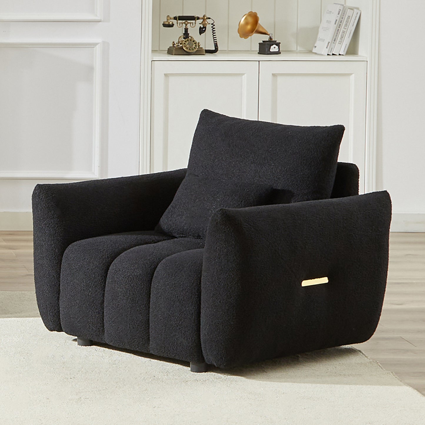 MH35.2'' Teddy Fabric Sofa, Modern Lounge Chair for Apartment, Office, Living Room and Bedroom black