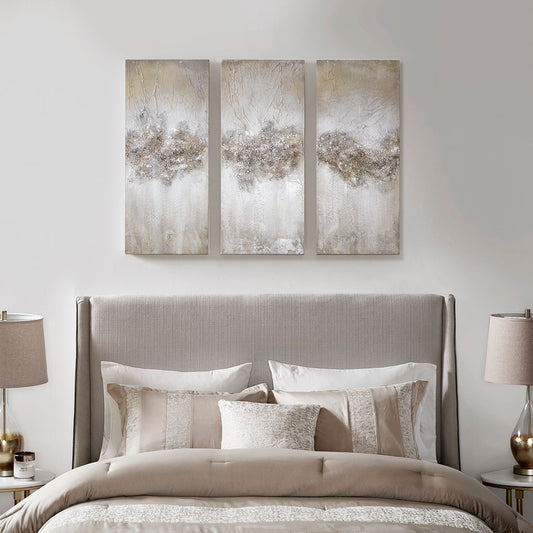 Lucvara 3-Piece Heavily Embellished Canvas Wall Art Set, Modern Decorative Artwork for Living Room, Bedroom, or Office