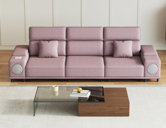 3-Seater Power Recliner Sofa with Remote Control, Bluetooth Speakers & Wireless Charging, Electric Reclining Sectional Couch with 2 Storage Boxes, USB Ports, for Living Room