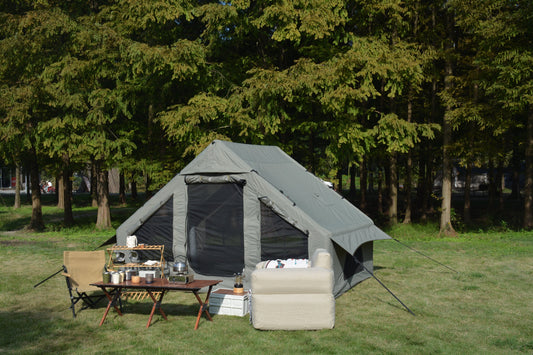 Lucvara 4-6 Person Inflatable Camping Tent, 4-Season Glamping Tent with Easy Setup, Waterproof and Windproof Air Tent, Portable Self-Supporting Outdoor Tent – Green
