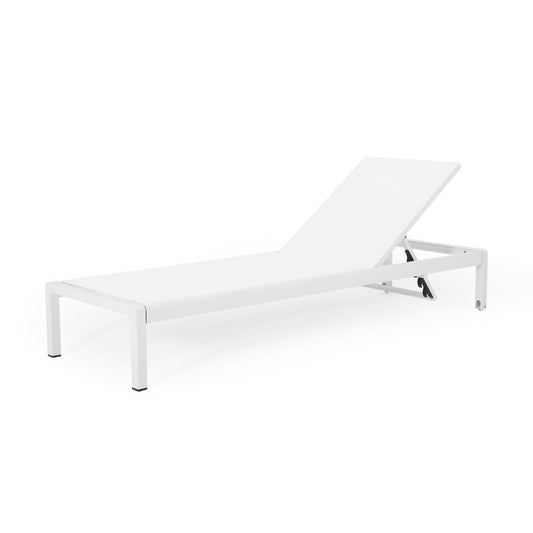 Lucvara Outdoor Chaise Lounge Chair, Aluminum Adjustable Reclining Chair for Pool, Patio, Beach & Yard, All-Weather UV-Resistant, 400 lbs Weight Capacity, White