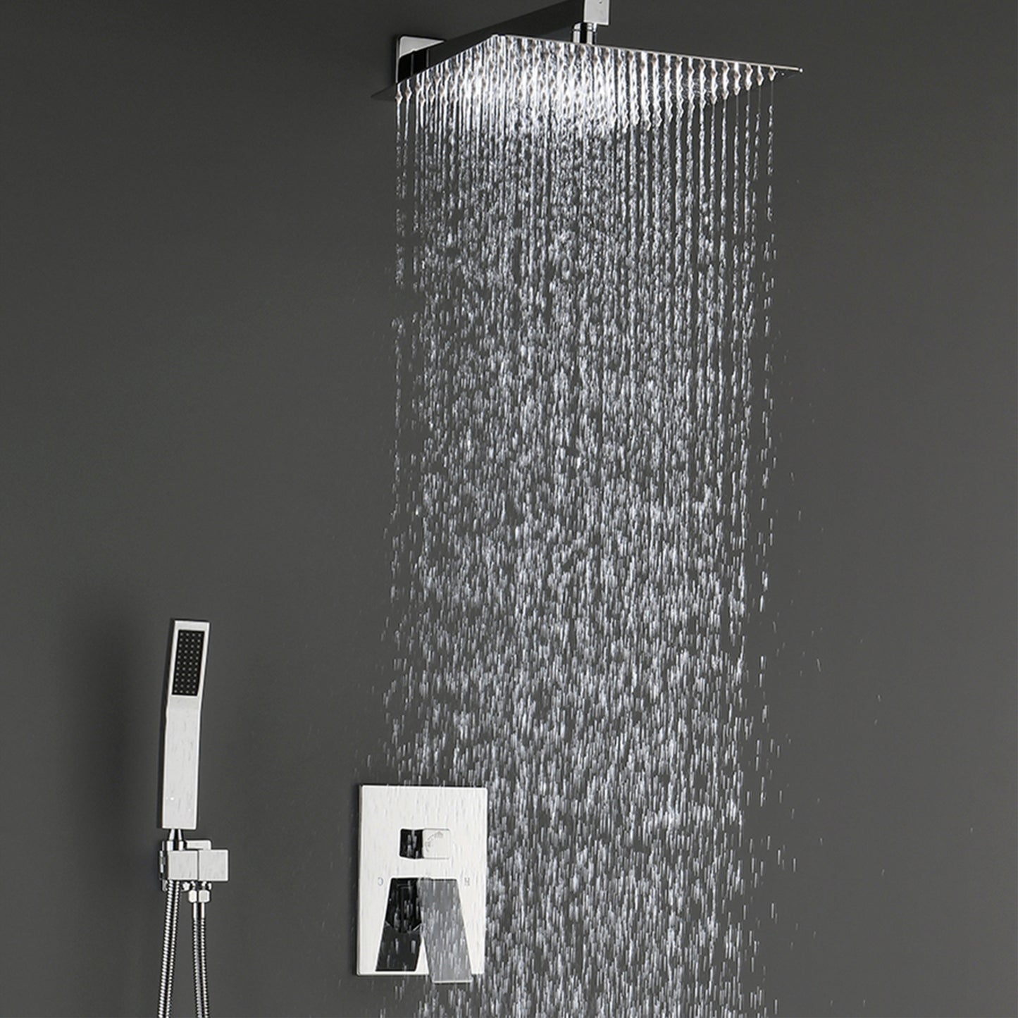 Lucvara Luxury Wall-Mounted Rain Mixer Combo Set – Polished Chrome Rainfall Shower Head System with Faucet Rough-In Valve & Trim
