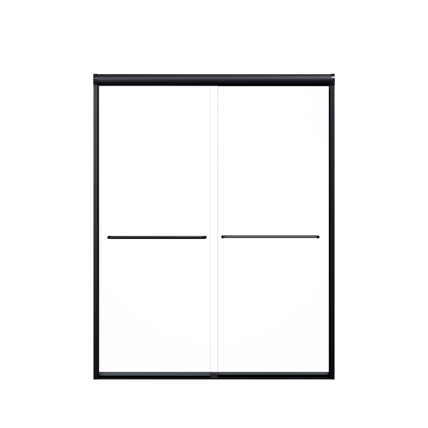 Lucvara Modern Semi-Frameless Double Sliding Shower Door – Matte Black Aluminum Finish, 1/4" (6mm) SGCC-Certified Clear Tempered Glass, Adjustable 56–60" W x 72" H Bypass Enclosure