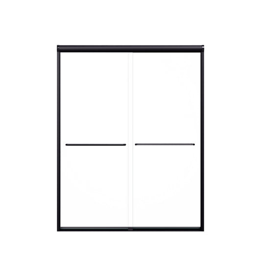 Lucvara Modern Semi-Frameless Double Sliding Shower Door – Matte Black Aluminum Finish, 1/4" (6mm) SGCC-Certified Clear Tempered Glass, Adjustable 56–60" W x 72" H Bypass Enclosure