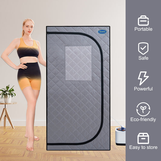 Lucvara Portable Mini Plus Steam Sauna Tent – Personal Home Spa with Steam Generator, Remote Control, Foldable Chair, PVC Pipes, Easy Install, Fast Heating, FCC & UL Certified, Grey