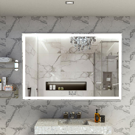 Lucvara 60x40'' Oversized LED Bathroom Mirror – Wall Mounted Vanity Mirror with 3 Color Modes, Aluminum Frame Large Wall Mirror for Modern Bathroom