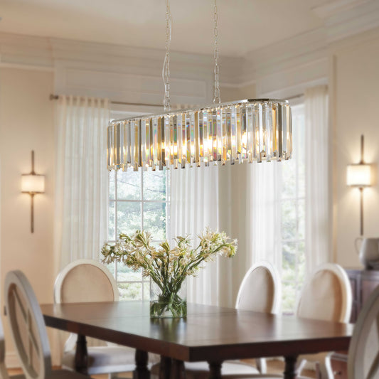 Lucvara Modern Oval Crystal Ceiling Chandelier, Luxury Home Decor Light Fixture, Bulbs Not Included