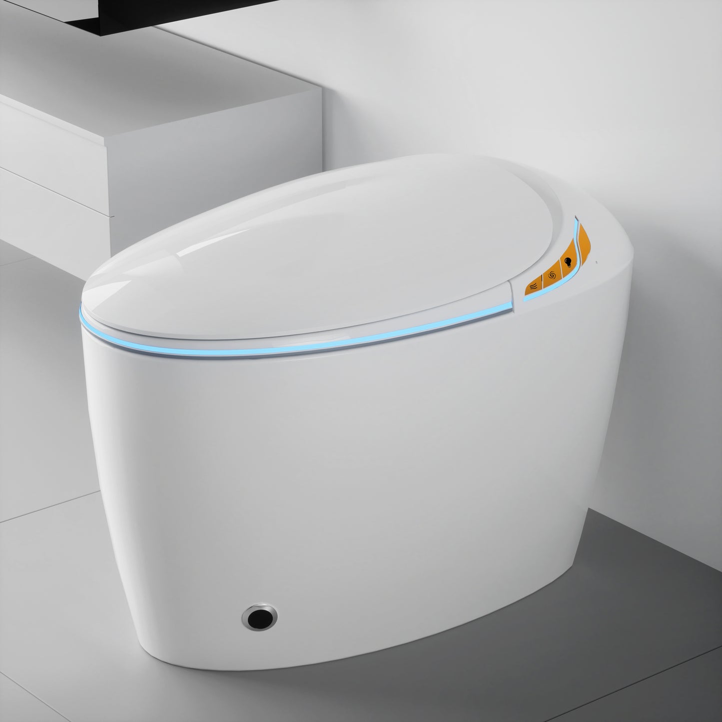Lucvara Smart Toilet with Bidet Built-In, Intelligent One-Piece Toilet for Modern Bathroom, Auto Open/Close Seat, Foot Sensor Flush, LED Display, Night Light, Warm Water & Dryer, White