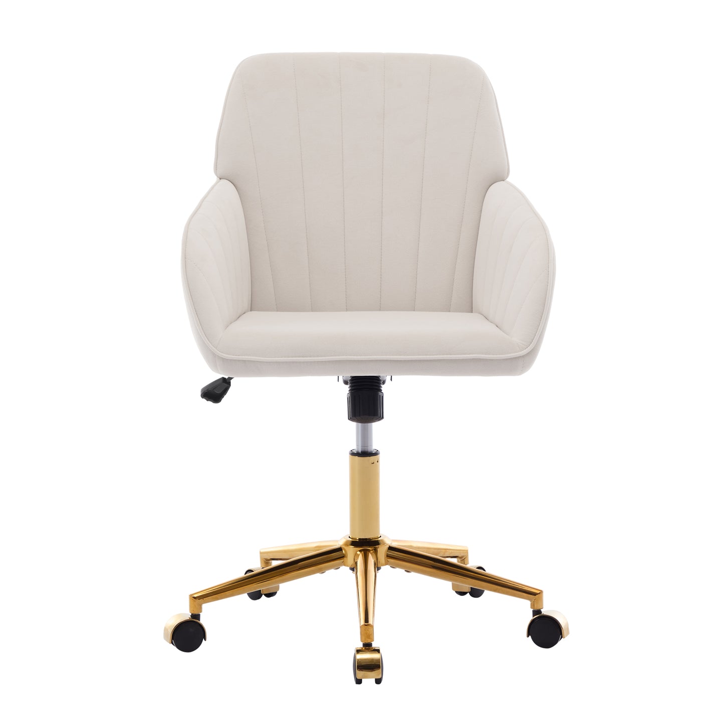 Lucvara Ergonomic Swivel Office Chair, Adjustable Velvet Desk Chair with Beige Upholstery, Comfortable Task Chair for Home Office, 24.6 x 22.8 x 38 Inches