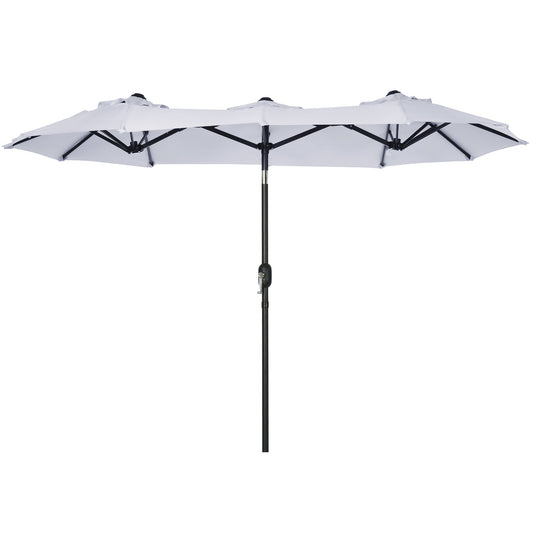 Lucvara 9.5' Double-Sided Patio Umbrella – Large Outdoor Market Umbrella with Push Button Tilt, Crank, 3 Air Vents, 12 Ribs for Garden, Deck, Pool, White